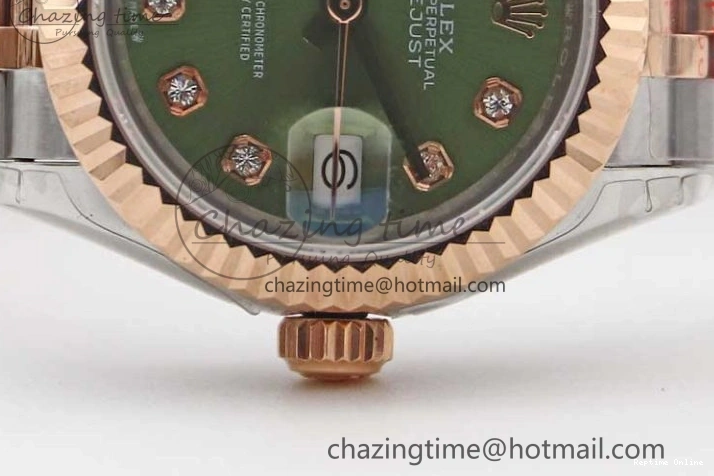 0511 Lady DateJust 28 SS RG TWF 1:1 Best Edition Green Dial Diamonds Markers on Jubilee Bracelet NH Trendsetting 2130